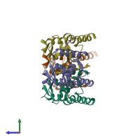 PDB entry 5n1x coloured by chain, side view.