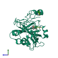 PDB entry 5n25 coloured by chain, side view.