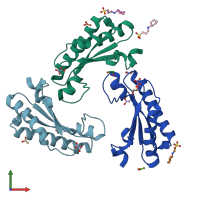 PDB entry 5n2c coloured by chain, front view.