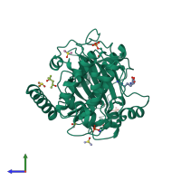 PDB entry 5n3m coloured by chain, side view.