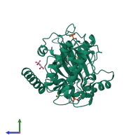 PDB entry 5n3r coloured by chain, side view.