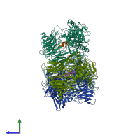 PDB entry 5n4c coloured by chain, side view.