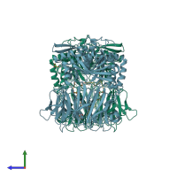 PDB entry 5n4d coloured by chain, side view.