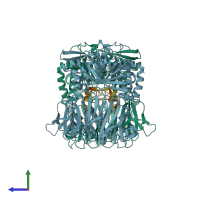 PDB entry 5n4e coloured by chain, side view.