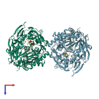 PDB entry 5n4e coloured by chain, top view.