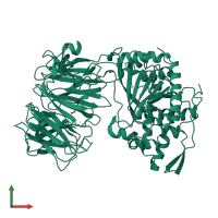 PDB entry 5n4f coloured by chain, front view.