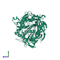 PDB entry 5n4f coloured by chain, side view.