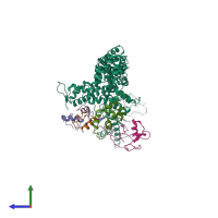 PDB entry 5n4w coloured by chain, side view.