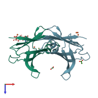 PDB entry 5n5q coloured by chain, top view.