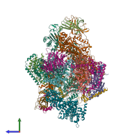 PDB entry 5n60 coloured by chain, side view.