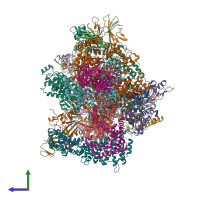 PDB entry 5n61 coloured by chain, side view.