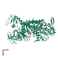 PDB entry 5n6a coloured by chain, top view.