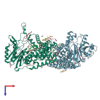 PDB entry 5n6h coloured by chain, top view.