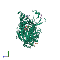 PDB entry 5n6m coloured by chain, side view.