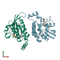 PDB entry 5n6o coloured by chain, front view.