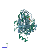 PDB entry 5n6o coloured by chain, side view.
