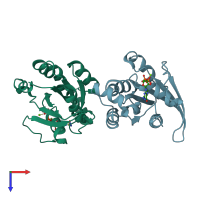 PDB entry 5n6o coloured by chain, top view.