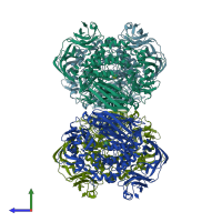 PDB entry 5n6u coloured by chain, side view.