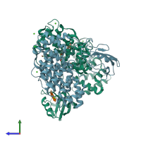 PDB entry 5n7d coloured by chain, side view.