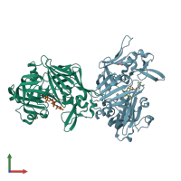 PDB entry 5n7q coloured by chain, front view.