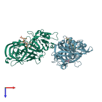 PDB entry 5n7q coloured by chain, top view.