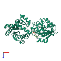 PDB entry 5n80 coloured by chain, top view.