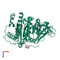 PDB entry 5n82 coloured by chain, top view.