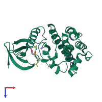 PDB entry 5n84 coloured by chain, top view.