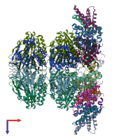 PDB entry 5n8y coloured by chain, top view.