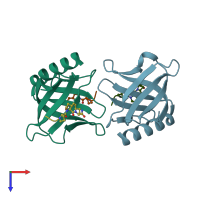 PDB entry 5n9p coloured by chain, top view.