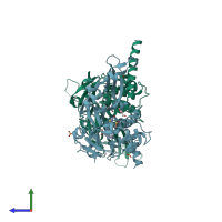 PDB entry 5n9r coloured by chain, side view.