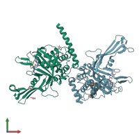 PDB entry 5n9t coloured by chain, front view.