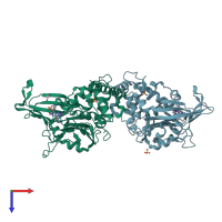 PDB entry 5n9t coloured by chain, top view.