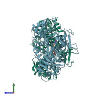 PDB entry 5n9x coloured by chain, side view.
