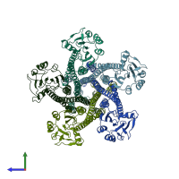 PDB entry 5n9y coloured by chain, side view.