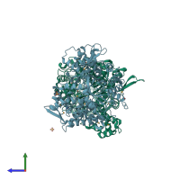 PDB entry 5na8 coloured by chain, side view.