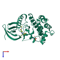 PDB entry 5nad coloured by chain, top view.