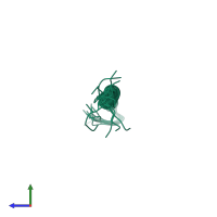 PDB entry 5nam coloured by chain, ensemble of 10 models, side view.