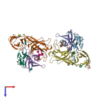 PDB entry 5nan coloured by chain, top view.