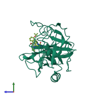 PDB entry 5naw coloured by chain, side view.