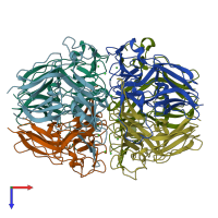 PDB entry 5nax coloured by chain, top view.