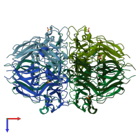 PDB entry 5nay coloured by chain, top view.