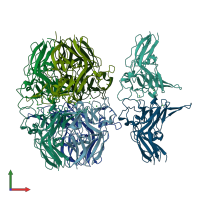 PDB entry 5nb0 coloured by chain, front view.