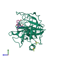PDB entry 5nb7 coloured by chain, side view.