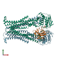PDB entry 5nbd coloured by chain, front view.
