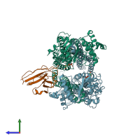 PDB entry 5nbd coloured by chain, side view.