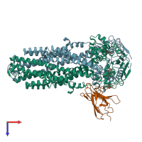 PDB entry 5nbd coloured by chain, top view.