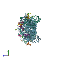 PDB entry 5nbs coloured by chain, side view.