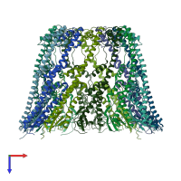 PDB entry 5nbz coloured by chain, top view.