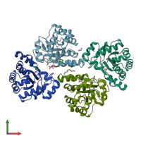 PDB entry 5nc9 coloured by chain, front view.